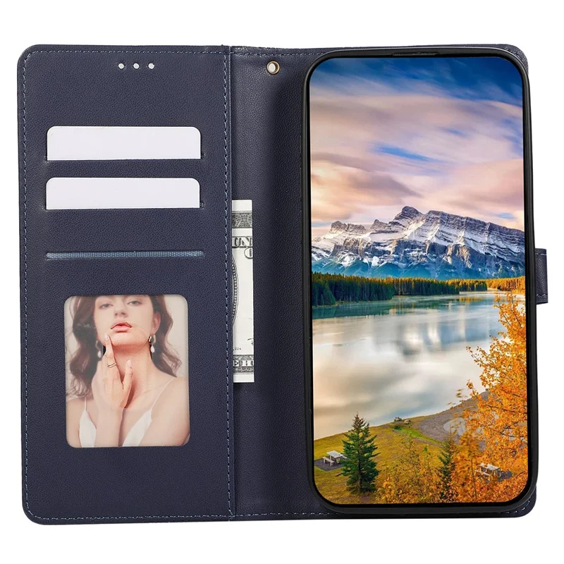 For Google Pixel 9 Pro XL Case Anti Scratch Splicing Imprinted Rhombus Leather Phone Cover - Blue