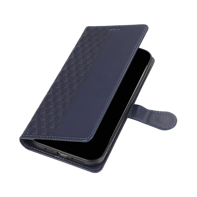 For Google Pixel 9 Pro XL Case Anti Scratch Splicing Imprinted Rhombus Leather Phone Cover - Blue