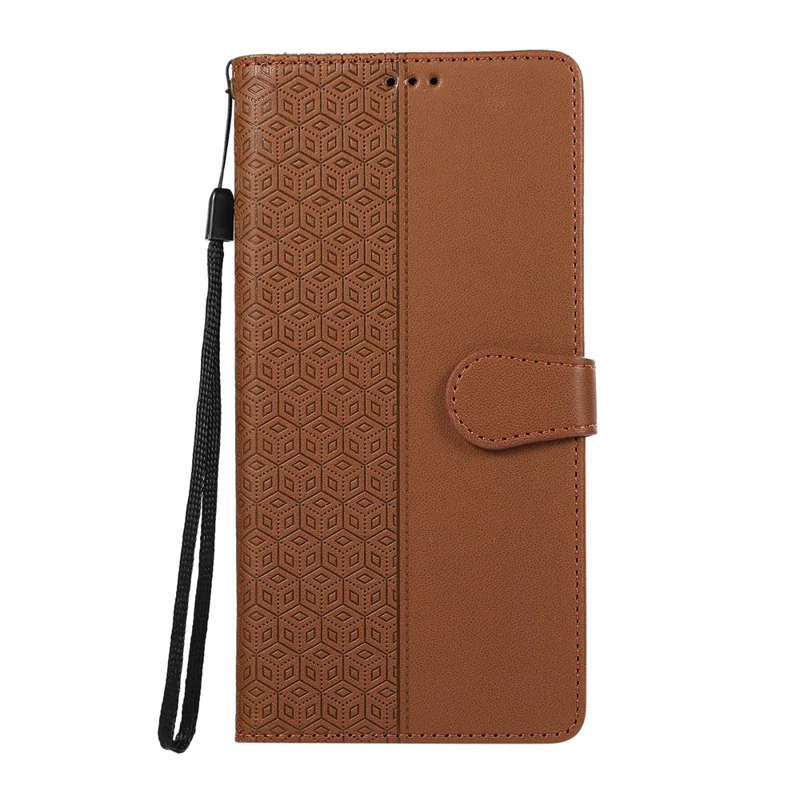 For Google Pixel 9 Pro XL Case Anti Scratch Splicing Imprinted Rhombus Leather Phone Cover - Brown