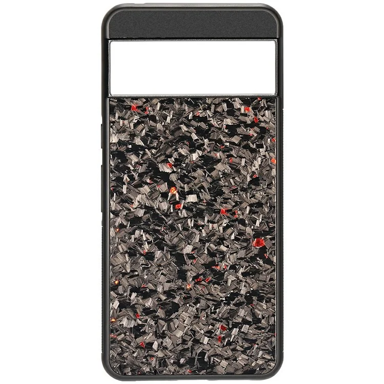 Per Google Pixel 8a Custodia Texture Forgiata in Fibra di Aramide + Copertura Antiscivolo del Telefono in TPU - Rosso