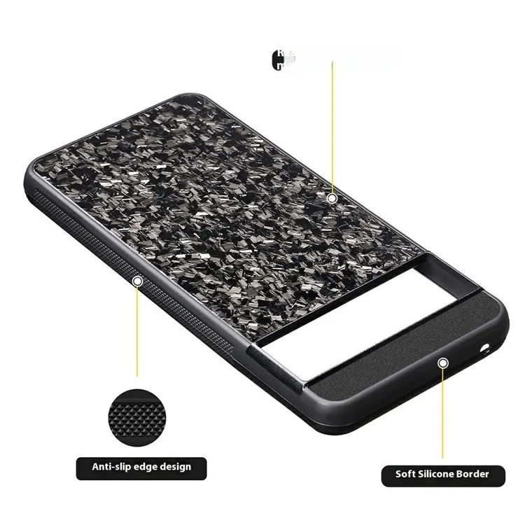 Per Google Pixel 8a Custodia Texture Forgiata in Fibra di Aramide + Copertura Antiscivolo del Telefono in TPU - Rosso