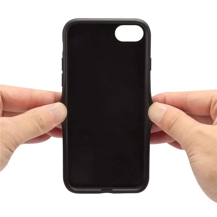 DENIOR For iPhone 16e Case Elastic Card Holder PU Leather+TPU+PC Phone Cover - Black