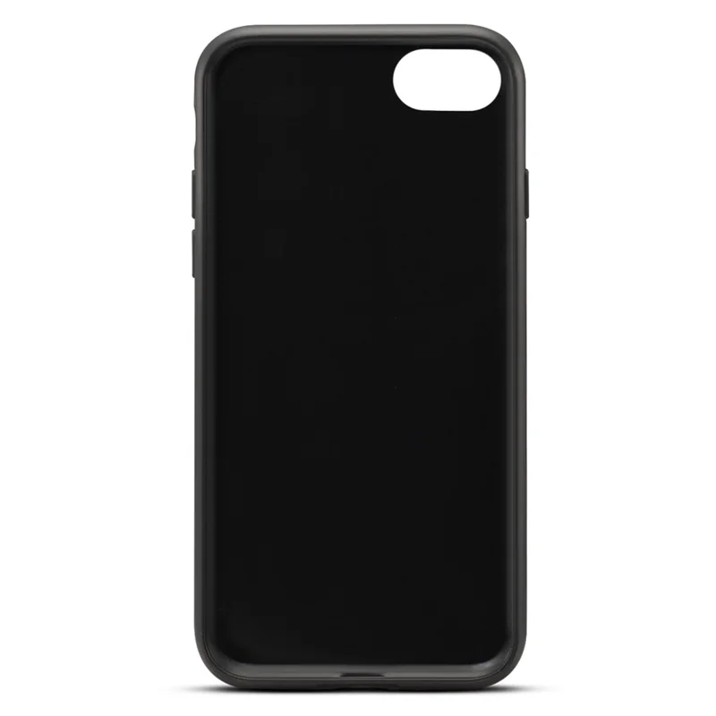 DENIOR For iPhone 16e Case Card Holder Kickstand Retro Leather+PC+TPU Phone Cover - Black
