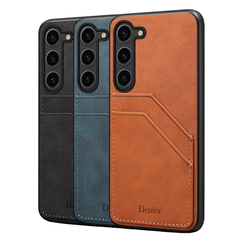 Für Samsung Galaxy S25+ Hülle PU-Leder überzogene PC + TPU Handyrückseite mit Doppel-Kartenfächern