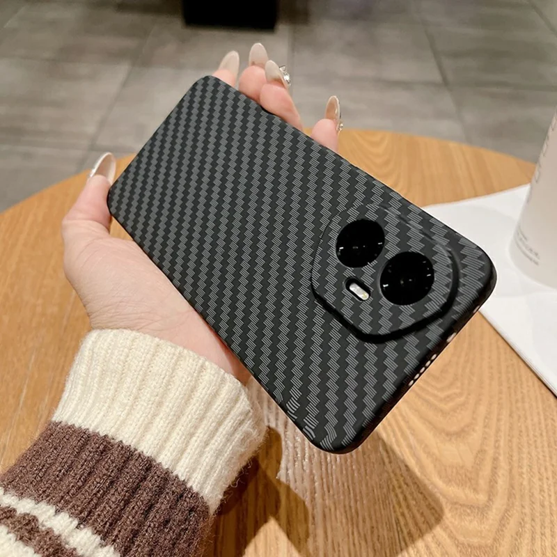 For Honor 300 Case Carbon Fiber Texture Drop-Proof Hard PC Phone Cover - Black