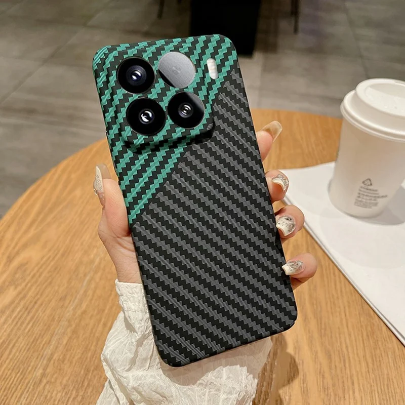For Xiaomi 15 Case Hard PC Phone Cover Carbon Fiber Texture Drop Proof - Black  /  Green