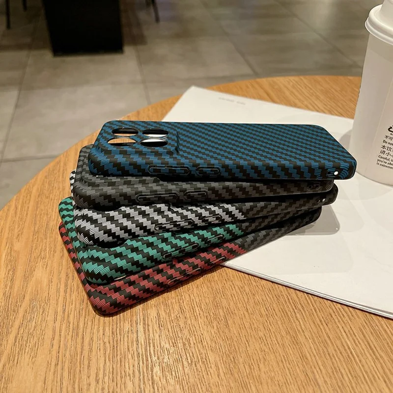 For Xiaomi 15 Case Hard PC Phone Cover Carbon Fiber Texture Drop Proof - Black  /  Green