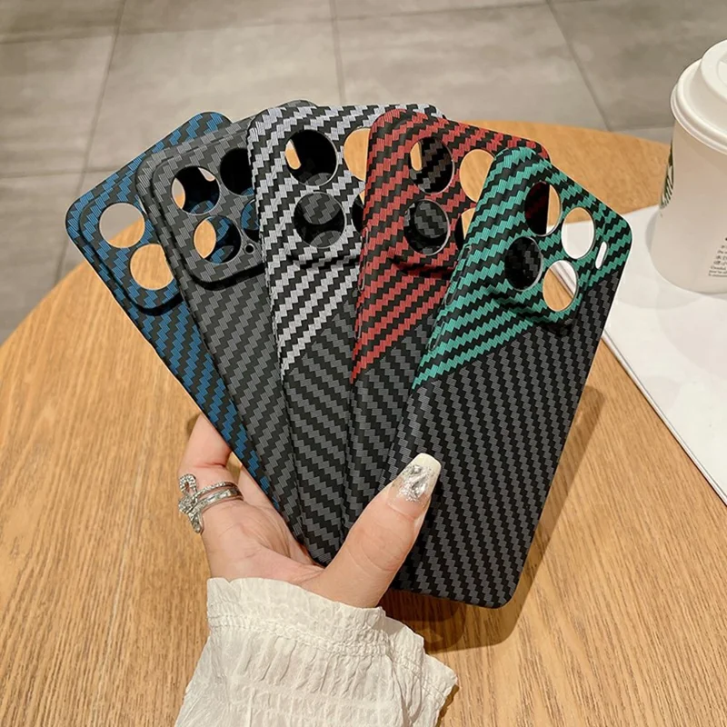 For Xiaomi 15 Case Hard PC Phone Cover Carbon Fiber Texture Drop Proof - Black  /  Green