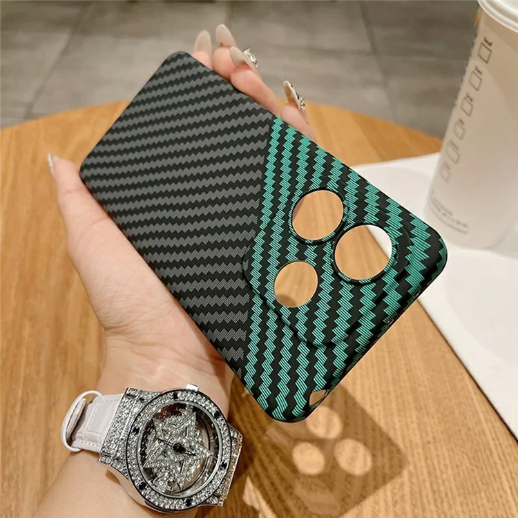 For Xiaomi Redmi Note 14 4G (163.25x76.55x8.16mm) Case Hard PC Phone Cover Carbon Fiber Texture Drop Proof - Black  /  Green
