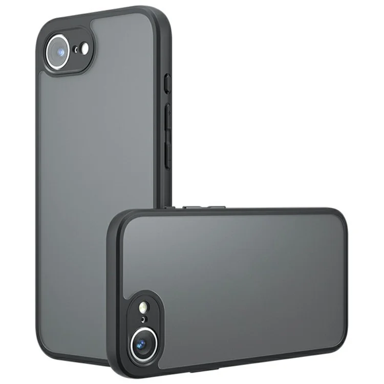 For iPhone 16e Case Skin-Touch TPU + PC Matte Phone Shell, Transparent Black