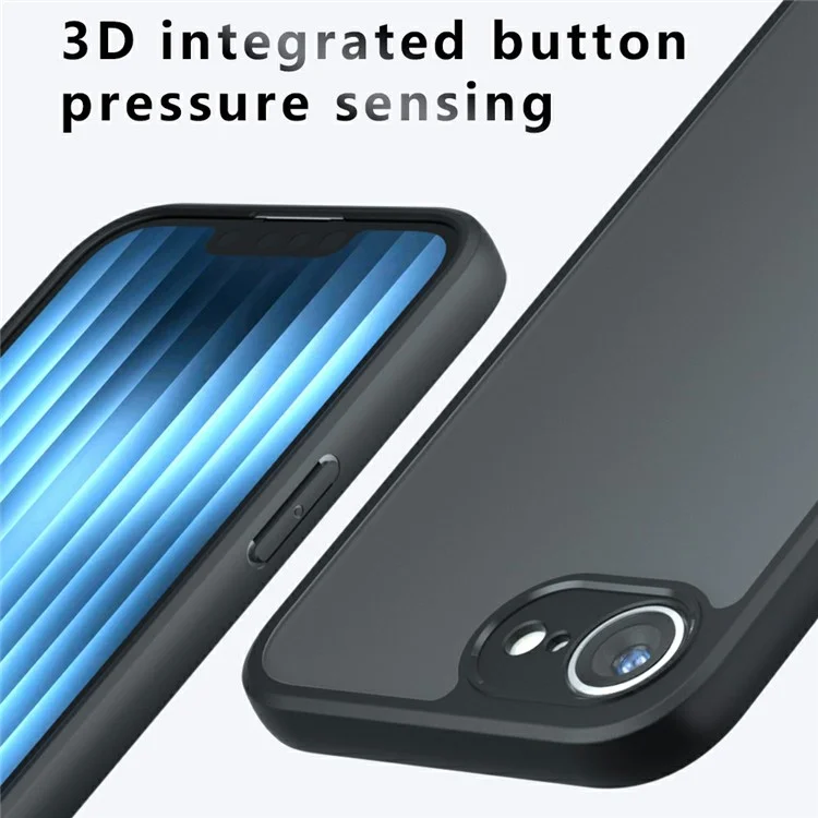 For iPhone 16e Case Skin-Touch TPU + PC Matte Phone Shell, Transparent Black