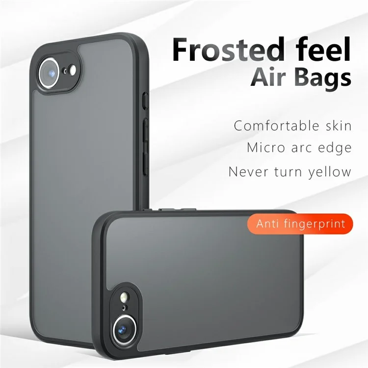 For iPhone 16e Case Skin-Touch TPU + PC Matte Phone Shell, Transparent Black