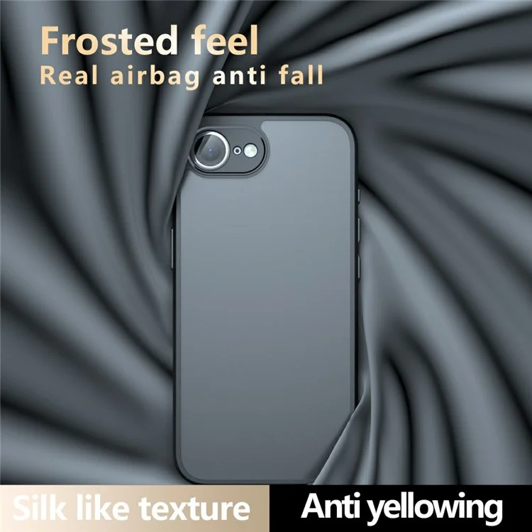 For iPhone 16e Case Skin-Touch TPU + PC Matte Phone Shell, Transparent Black