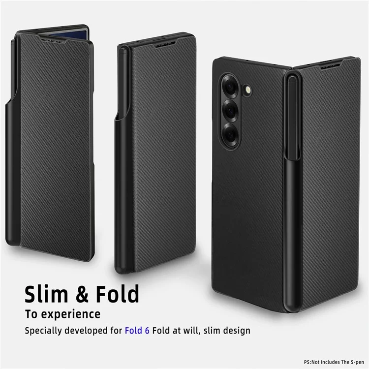 Funda de cuero PU para Samsung Galaxy Z Fold6 5G con soporte para lápiz / Película de vidrio templado - Negro