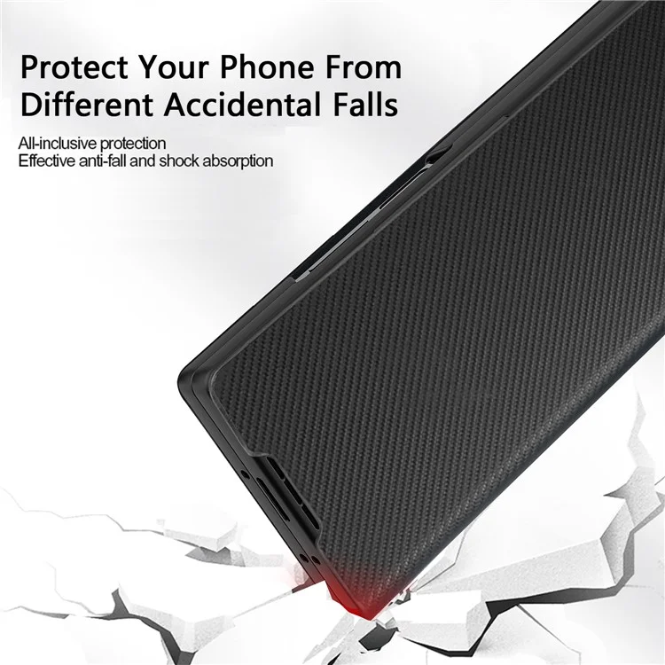 Funda de cuero PU para Samsung Galaxy Z Fold6 5G con soporte para lápiz / Película de vidrio templado - Negro