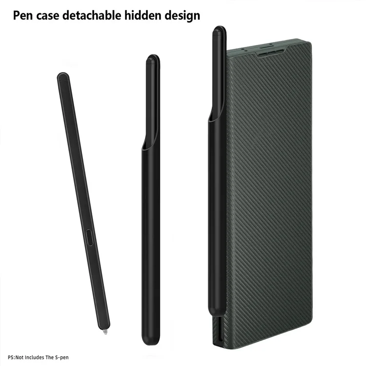 Funda de cuero PU para Samsung Galaxy Z Fold6 5G con soporte para lápiz / Película de vidrio templado - Negro