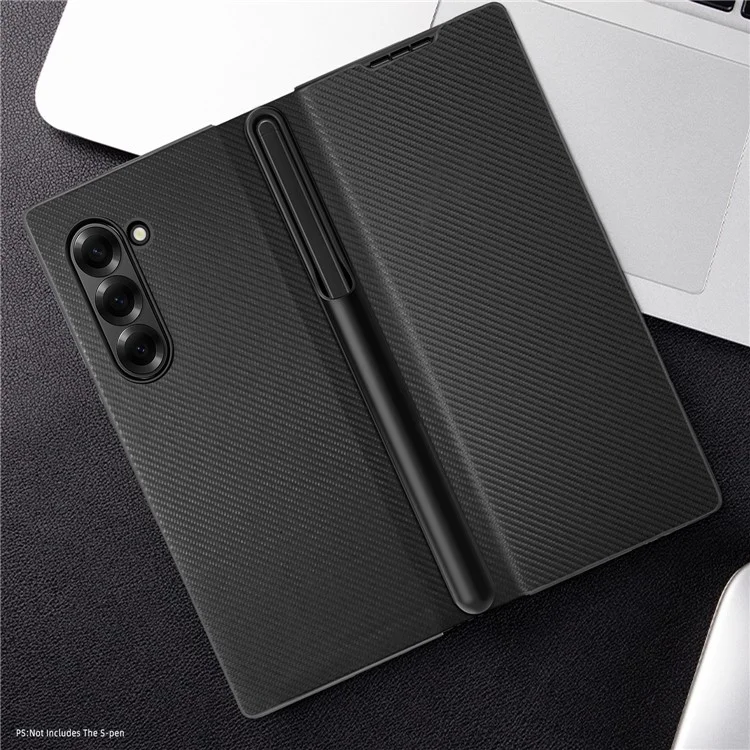 Funda de cuero PU para Samsung Galaxy Z Fold6 5G con soporte para lápiz / Película de vidrio templado - Negro