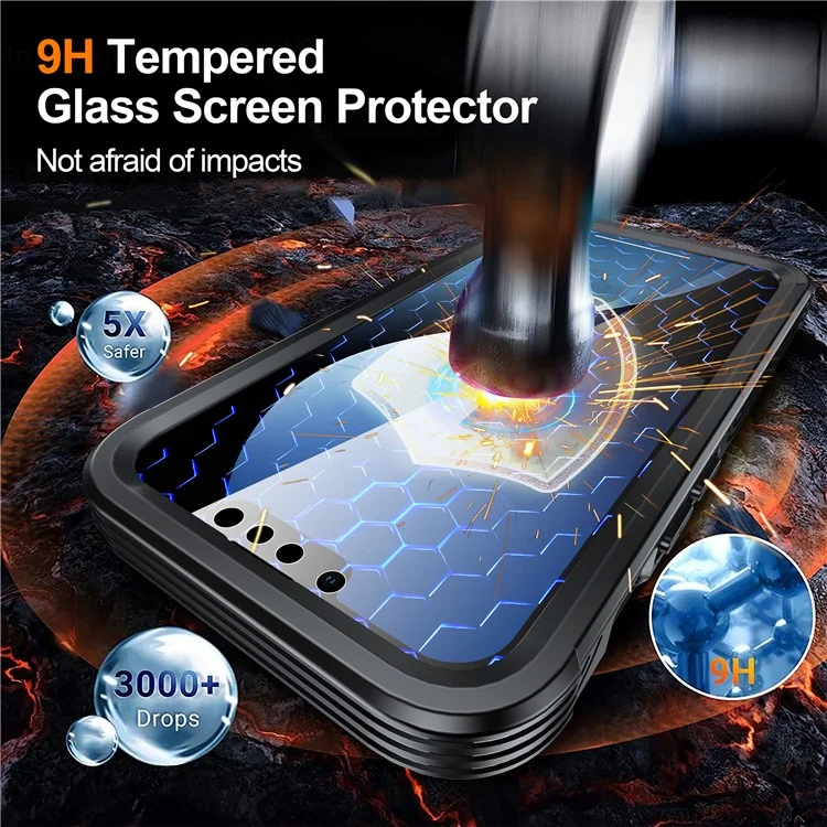 Coque Magnétique pour iPhone 16e en PC+TPU avec Film de Protection d'Écran en Verre Trempé - Noir