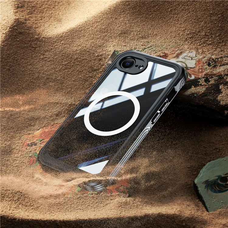 Coque Magnétique pour iPhone 16e en PC+TPU avec Film de Protection d'Écran en Verre Trempé - Noir