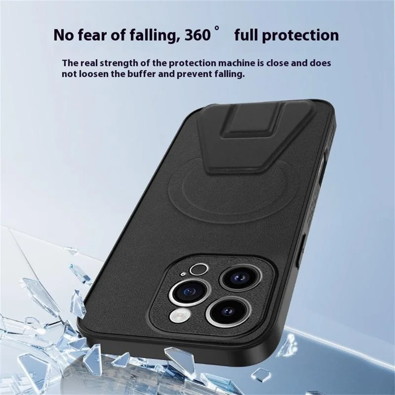 For iPhone 14 Pro Max Case Compatible with MagSafe Kickstand PC + TPU + PU Phone Cover - Red