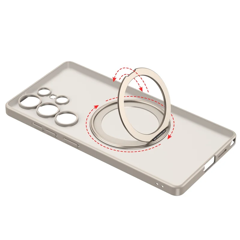 For Samsung Galaxy S25 Ultra Case Rotating Kickstand Translucent Matte PC + TPU Phone Cover Magnetic Case - Black