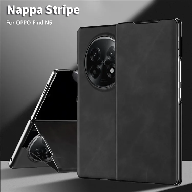 Чехол для Oppo Find N5 5G с подставкой, противоударный, из искусственной кожи - Черный