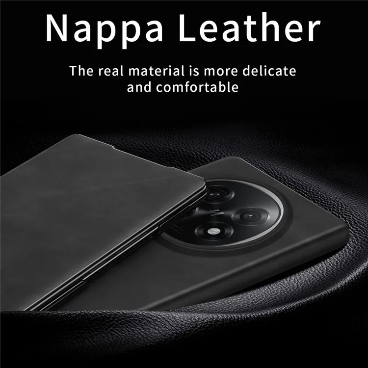 Чехол для Oppo Find N5 5G с подставкой, противоударный, из искусственной кожи - Черный