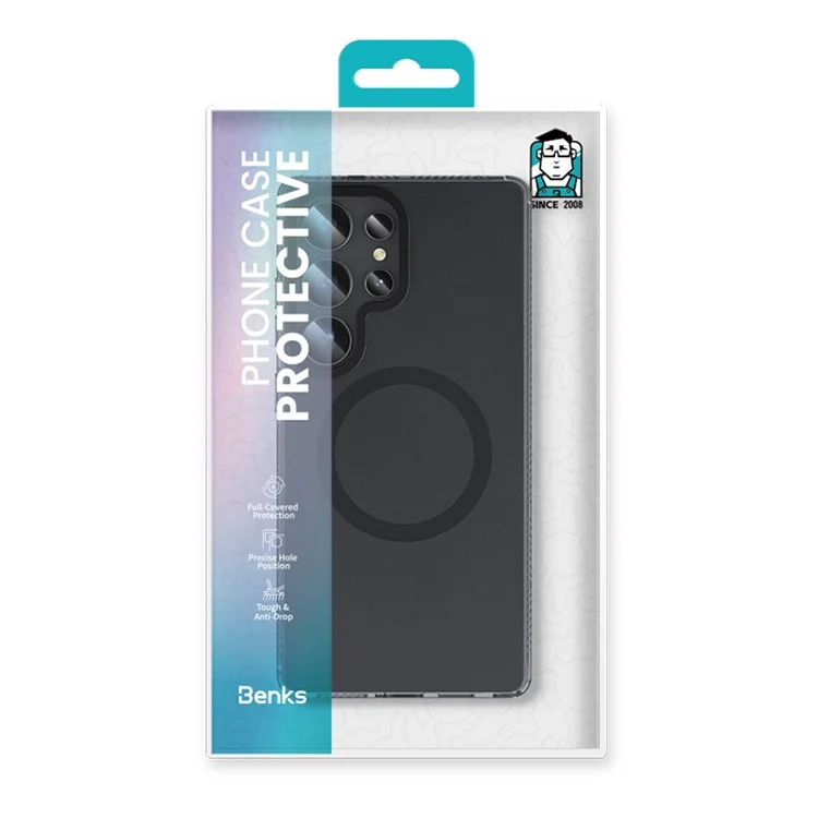 BENKS For Samsung Galaxy S25 Ultra Case PC+TPU Matte Magnetic Phone Cover Compatible with MagSafe - Black