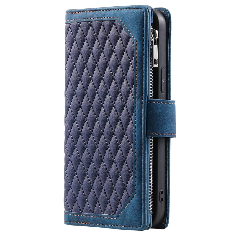 Style 005 For Xiaomi Redmi Note 14 Pro 4G Wallet Case Rhombus Stitching Line PU Leather Phone Cover - Blue