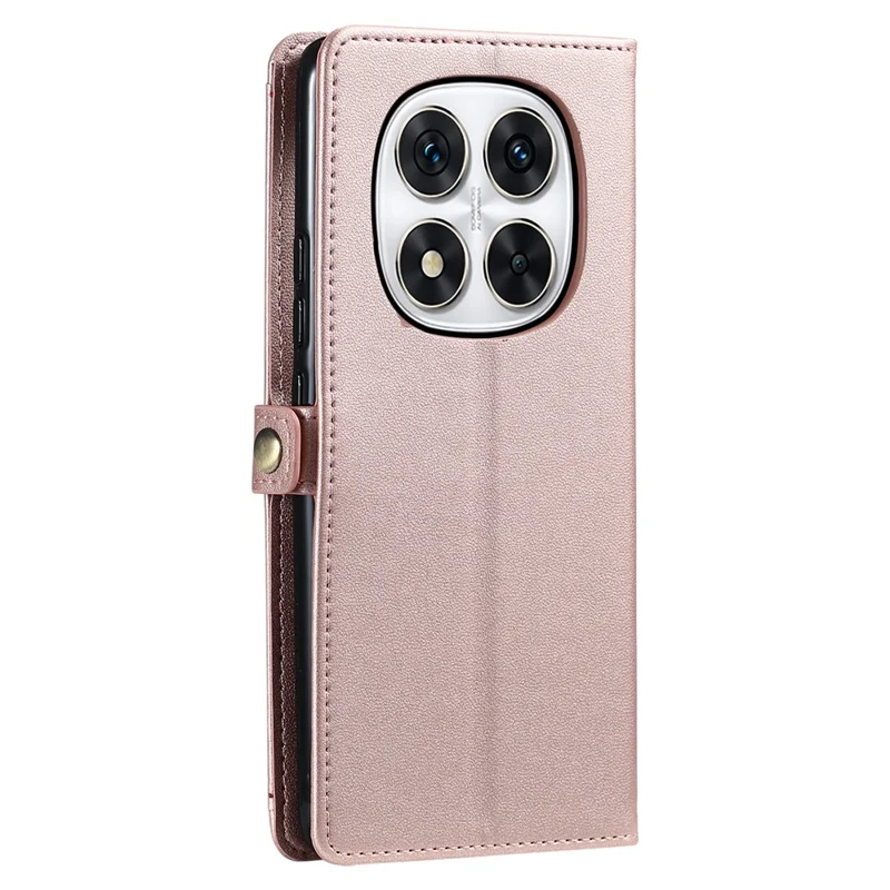 For Xiaomi Redmi Note 14 Pro 4G Leather Case with Wrist Strap Wallet Stand Phone Cover - Rose Gold