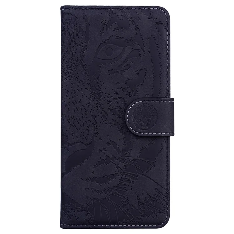 For Samsung Galaxy S25 Edge Case Tiger Imprint Leather Wallet Phone Cover - Black