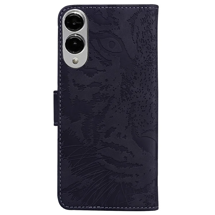 For Samsung Galaxy S25 Edge Case Tiger Imprint Leather Wallet Phone Cover - Black