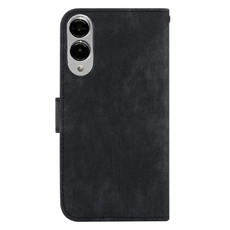 For Samsung Galaxy S25 Edge Wallet Case Tiger Imprint Leather Shockproof Phone Cover - Black