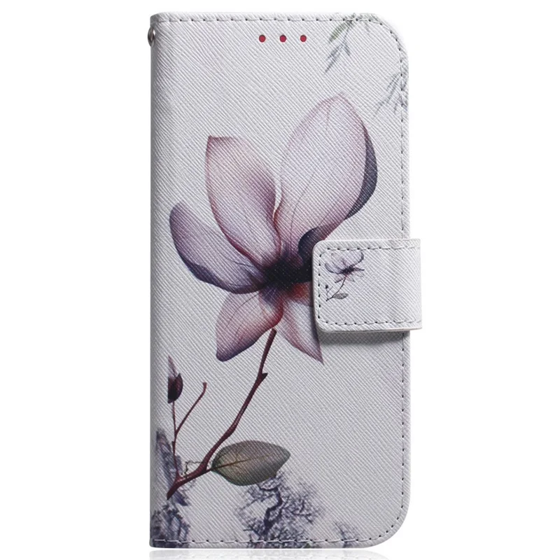 Capa de Carteira para Samsung Galaxy S25 Edge com Estampa Floral em Couro - Flor Rosa