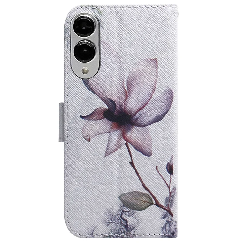Capa de Carteira para Samsung Galaxy S25 Edge com Estampa Floral em Couro - Flor Rosa