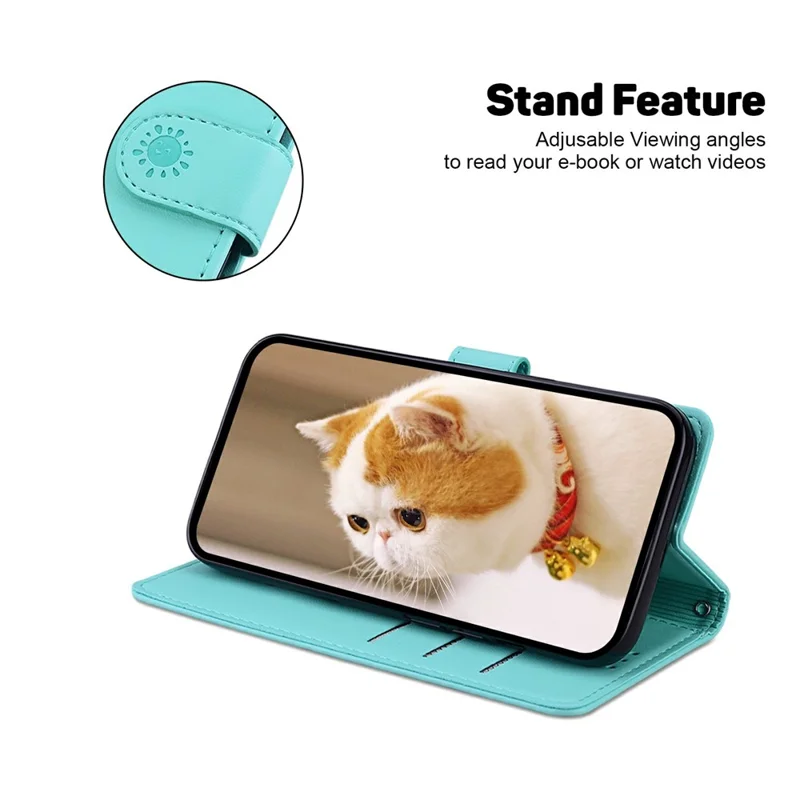 For Samsung Galaxy S25 Edge Case RFID Blocking Kitten Pattern TPU + PU Leather Phone Cover - Green