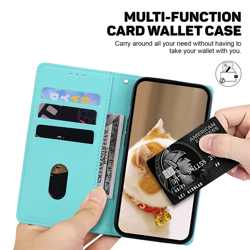 For Samsung Galaxy S25 Edge Case RFID Blocking Kitten Pattern TPU + PU Leather Phone Cover - Green