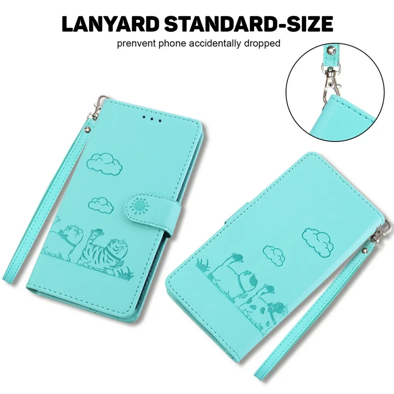 For Samsung Galaxy S25 Edge Case RFID Blocking Kitten Pattern TPU + PU Leather Phone Cover - Green