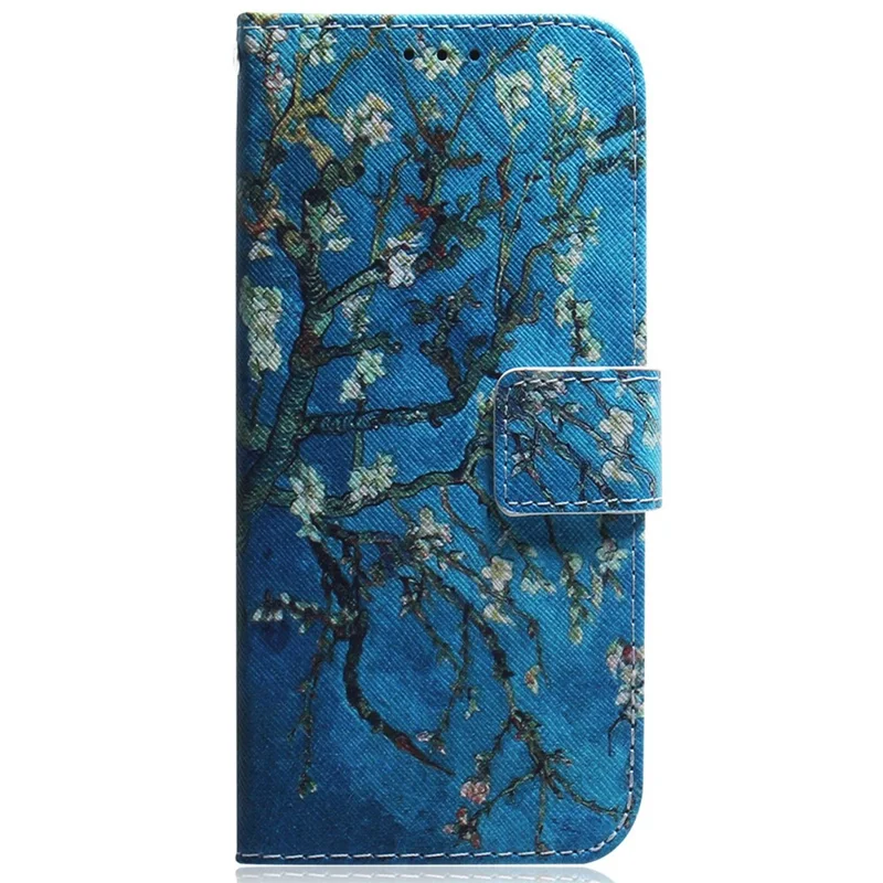 For Xiaomi Redmi Note 14 4G (163.25mm) Wallet Case Pattern Print Leather Phone Cover - Apricot Flowers