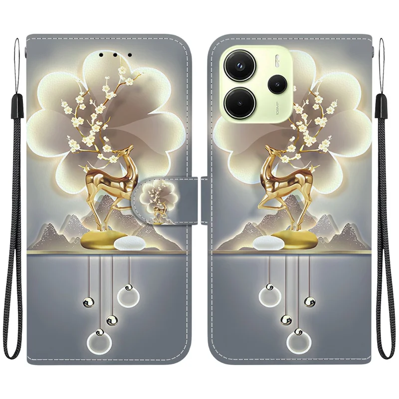 Futerał na Xiaomi Redmi Note 14 4G (163,25 mm) z nadrukiem wzoru, antywypadkowy skórzany etui-portfel - Sika Deer