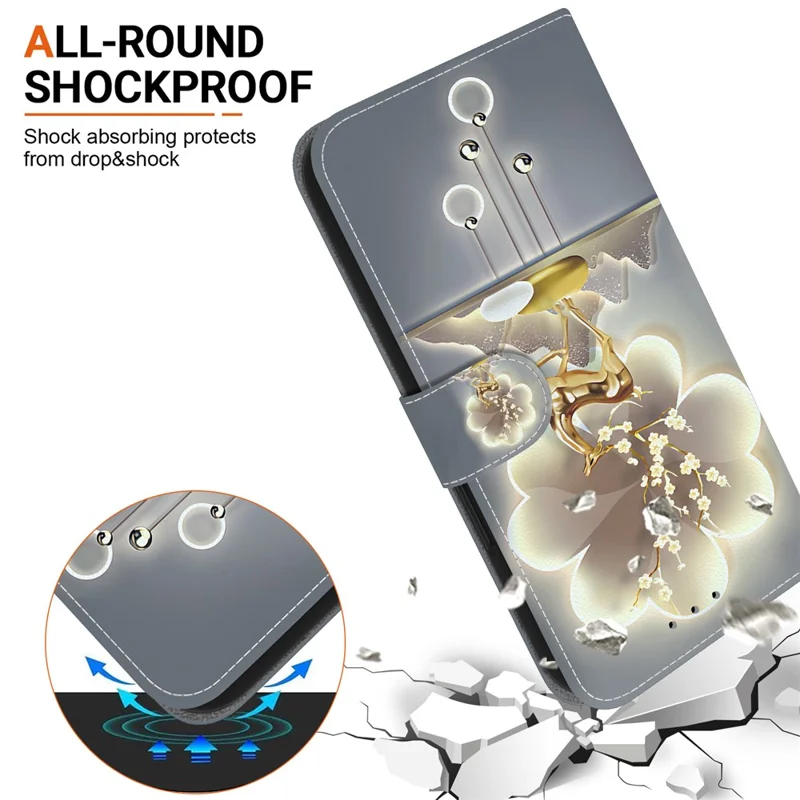 Futerał na Xiaomi Redmi Note 14 4G (163,25 mm) z nadrukiem wzoru, antywypadkowy skórzany etui-portfel - Sika Deer