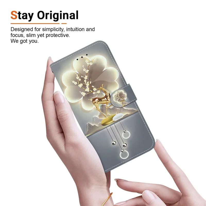 Futerał na Xiaomi Redmi Note 14 4G (163,25 mm) z nadrukiem wzoru, antywypadkowy skórzany etui-portfel - Sika Deer