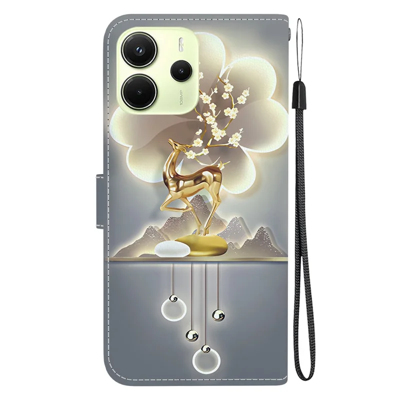 Futerał na Xiaomi Redmi Note 14 4G (163,25 mm) z nadrukiem wzoru, antywypadkowy skórzany etui-portfel - Sika Deer