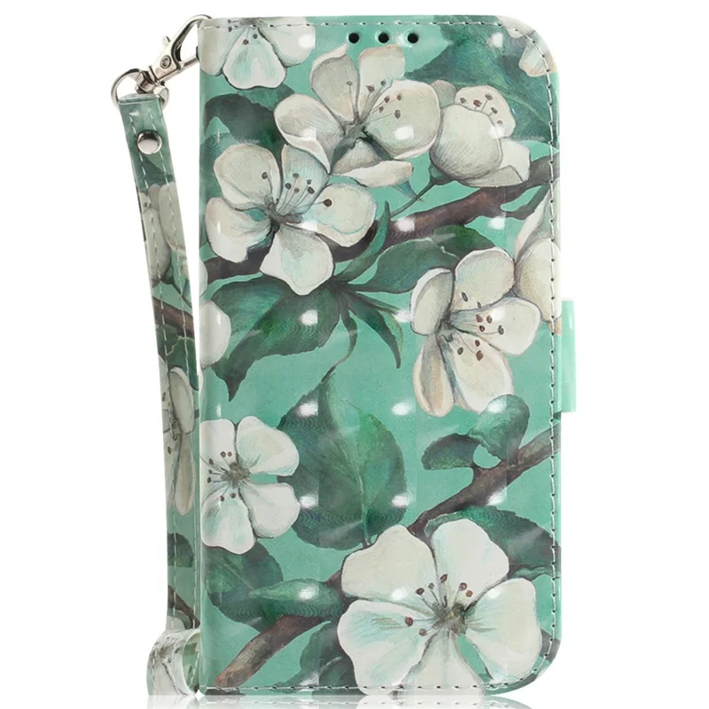 For Xiaomi Redmi Note 14 4G (163.25mm) Case Pattern Printing Leather Wallet Phone Cover with Wrist Strap - Watercolor Flowers