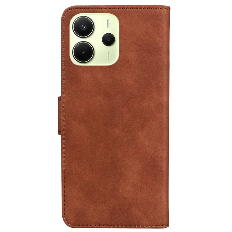 Fodral för Xiaomi Redmi Note 14 4G (163,25 mm) Enfärgat läderfodral med plånbok - Brun
