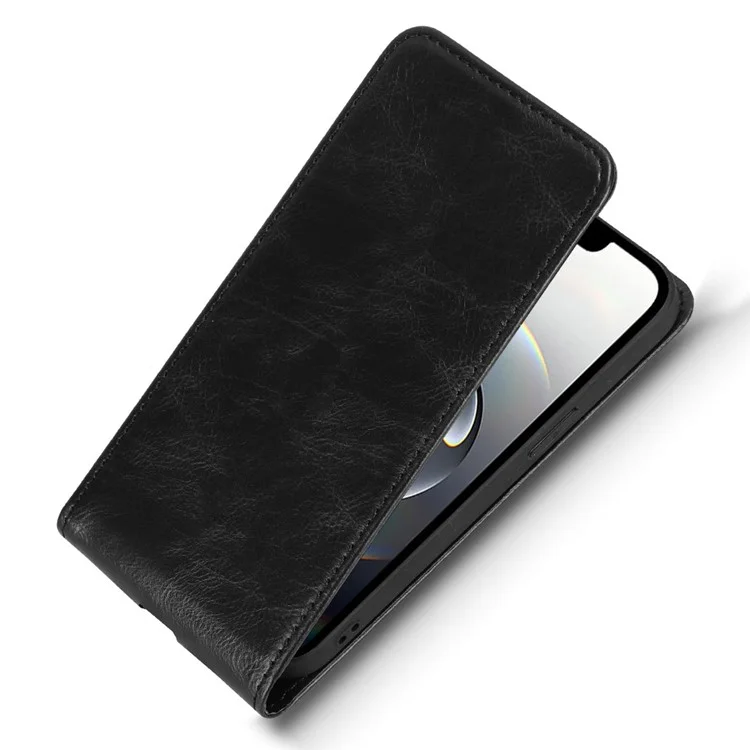 For iPhone 16e Case with Card Slot Magnetic Vertical Flip Leather Phone Cover - Black