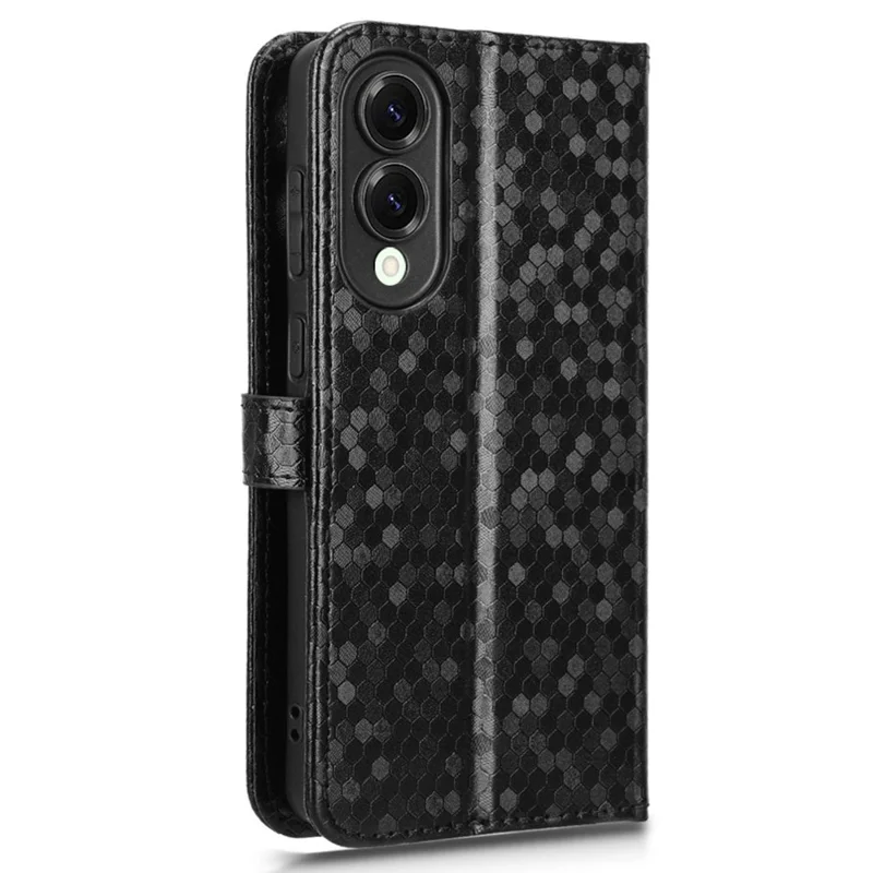 Capa carteira para Samsung Galaxy S25 Edge com estampa de pontos, em couro sintético - Preto