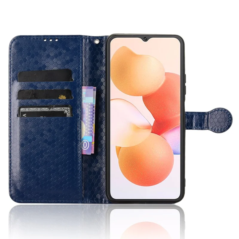 For Cubot A10 Wallet Case Dot Pattern Imprint PU Leather Phone Cover - Dark Blue