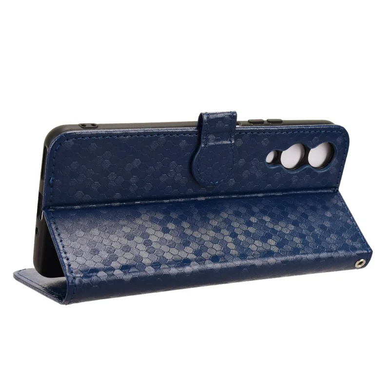 For Cubot A10 Wallet Case Dot Pattern Imprint PU Leather Phone Cover - Dark Blue