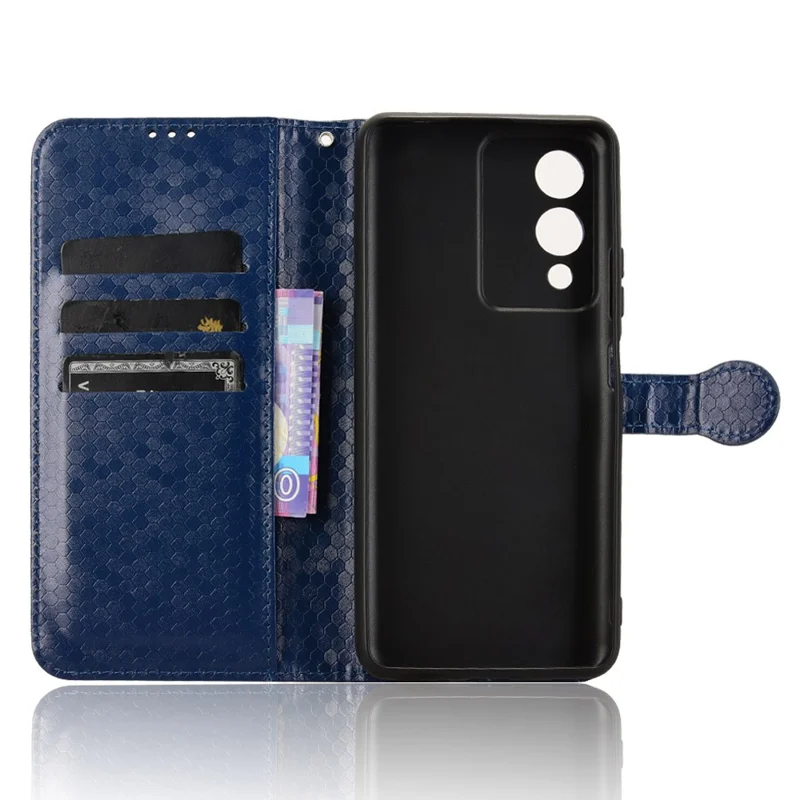 For Cubot A10 Wallet Case Dot Pattern Imprint PU Leather Phone Cover - Dark Blue